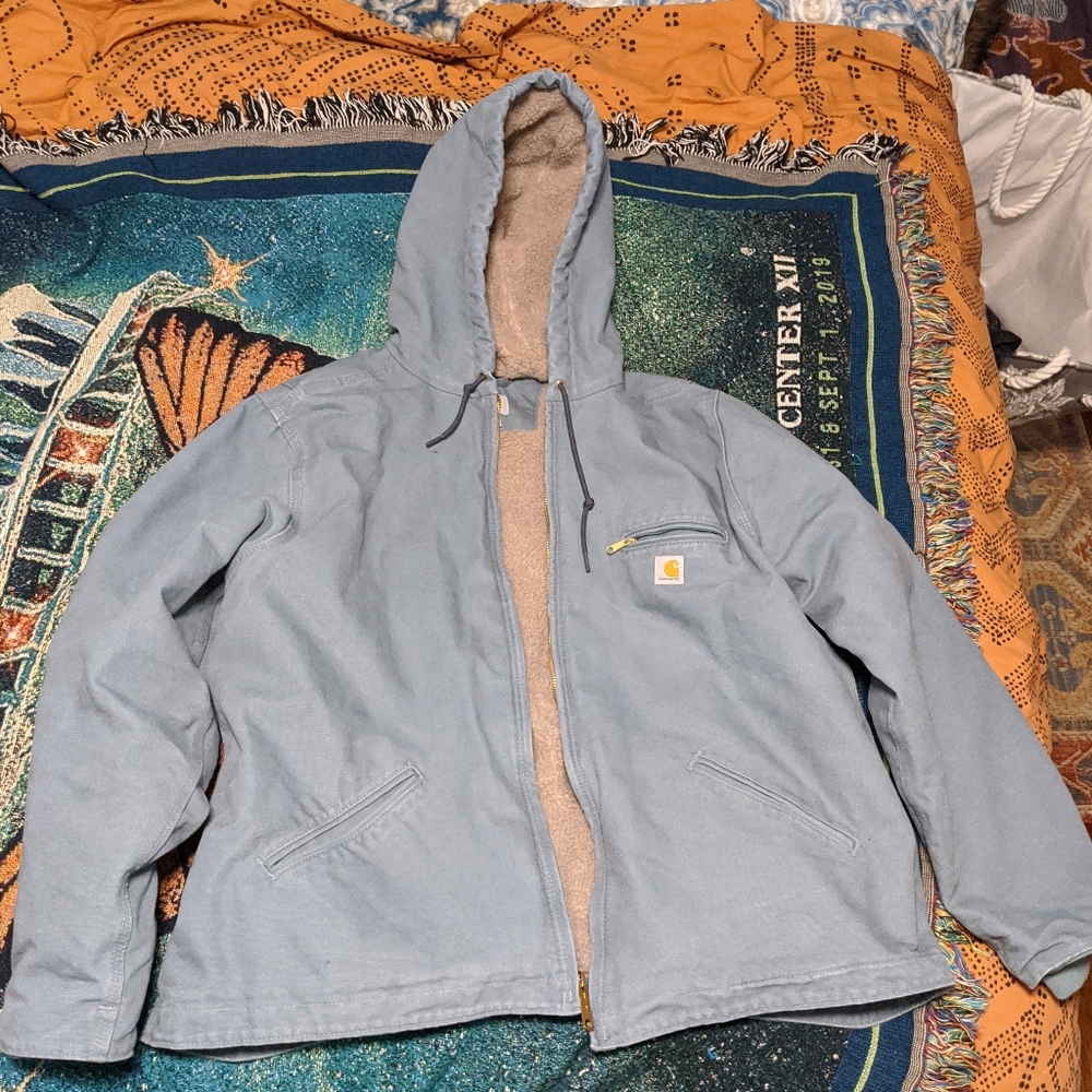 Carhartt Sherpa lined Sierra jacket in sea glass
